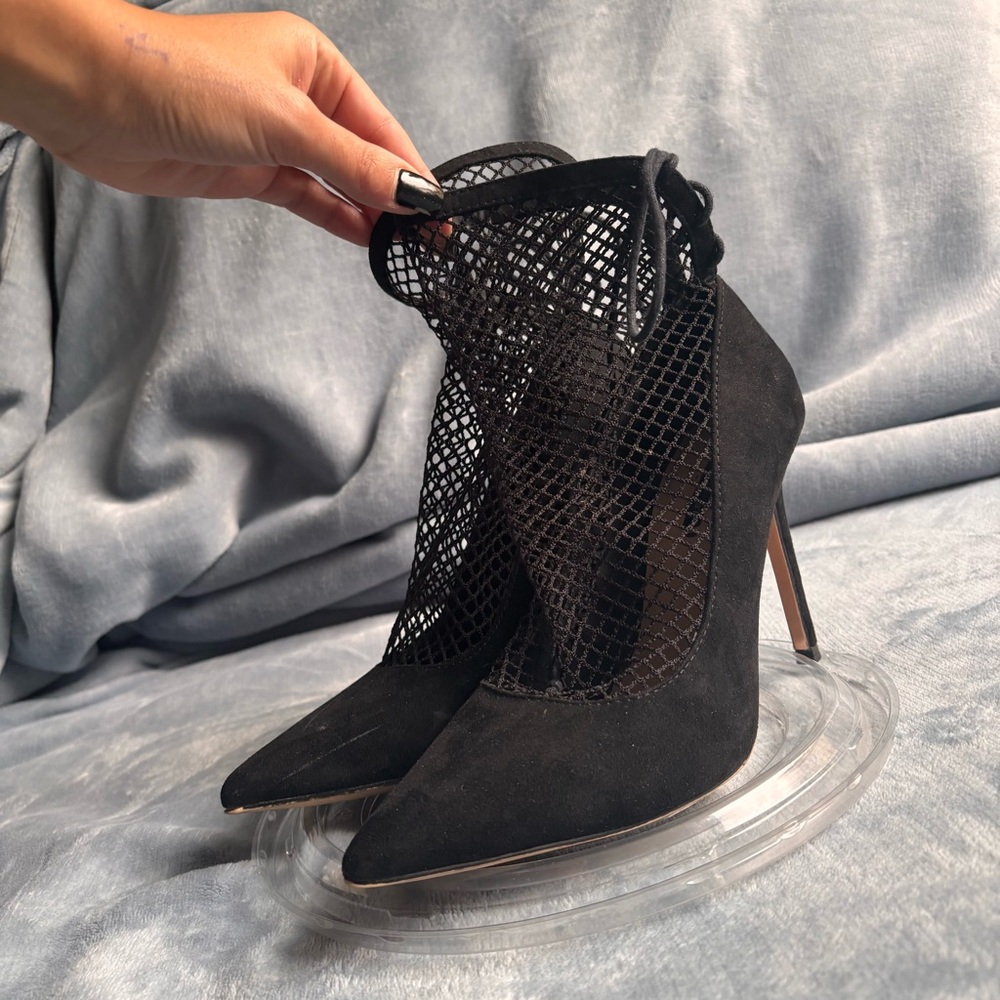 Zara Black Mesh Sock heels - size 6.5US